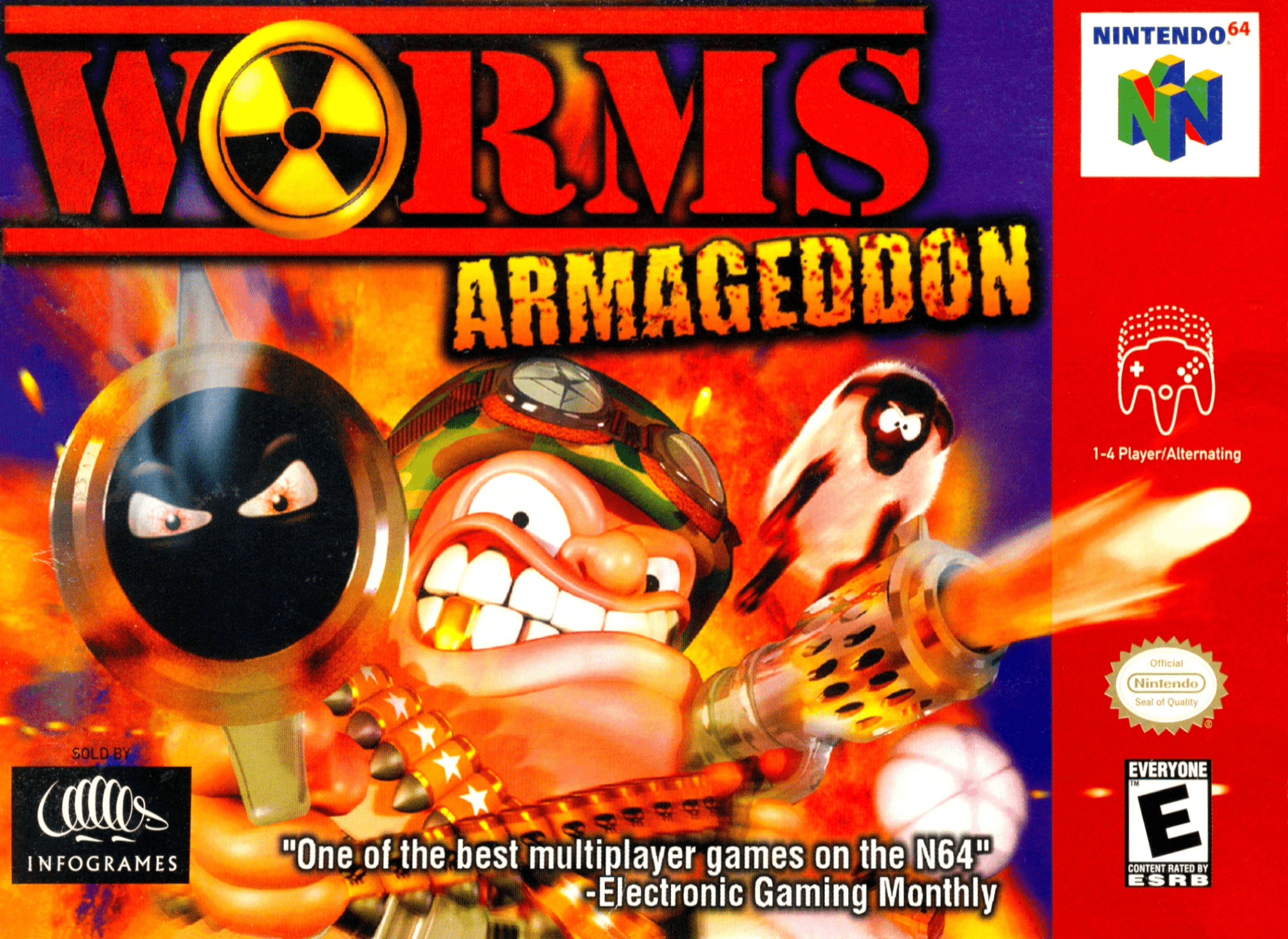Worms Armageddon box art for Nintendo 64